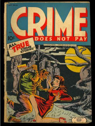 Crime Does Not Pay 33 Classic Hanging & Hatchet Good Girl Cover 1944 Gd