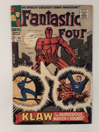 Fantastic Four 56 (vg,  4.  5) 1966 Klaw Cover & Appearance; Silver Surfer Cameo