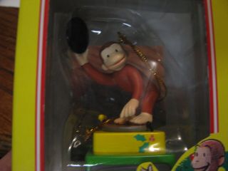 Curious George Holiday Ornament Standing On Record Player S1