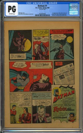 Batman 1 (page 8 Only) 1st App.  The Joker Classic Golden Age Dc Comic Cgc 1940
