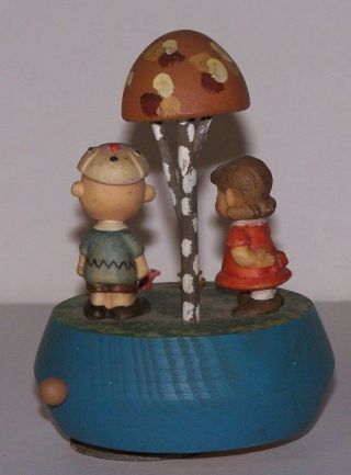 Peanuts 1972 Anri (Italy) Music Box Charlie Brown & Lucy Under Mushroom 2