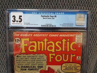 Fantastic Four 6,  CGC,  3.  5/VG -,  1st Marvel Villain Team - Up 2