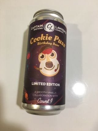 Empty Beer Can Carvel Cookie Puss Birthday Limited Edition Ice Cream Fudgie