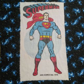 Vintage 70s Superman Dc Comics Inc.  1978 Beach Towel Distressed But