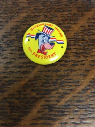 Vintage Huckleberry Hound For President Pin Pinback Button