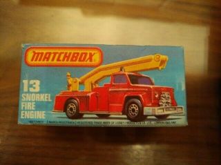 Matchbox Vintage Superfast Lesney 1977 Snorkel Fire Engine Truck 13 Nib