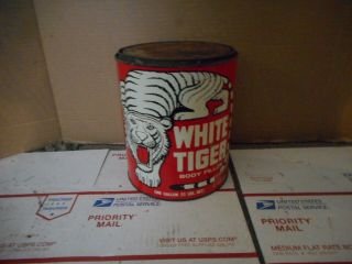 Vintage White Tiger Body Filler Can Empty Automotive Service Station Oatey Co.