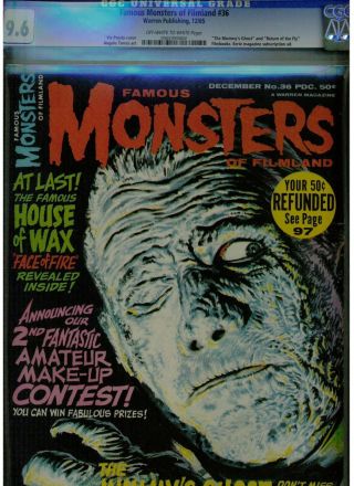Famous Monsters Of Filmland 36 Cgc 9.  6 Near,  1965 Mummy 