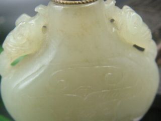 Antique Chinese Celadon Nephrite Hetian Jade double - Tiger Statue Snuff bottle 4