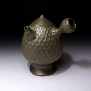 HN15 Japanese Unique Sencha Water Pot,  Banko ware,  1st class potter,  Iroku Mori 2