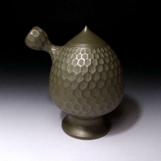 HN15 Japanese Unique Sencha Water Pot,  Banko ware,  1st class potter,  Iroku Mori 4