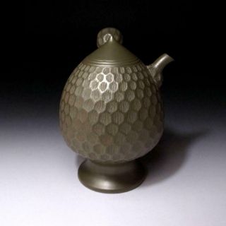 HN15 Japanese Unique Sencha Water Pot,  Banko ware,  1st class potter,  Iroku Mori 5