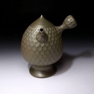 HN15 Japanese Unique Sencha Water Pot,  Banko ware,  1st class potter,  Iroku Mori 6