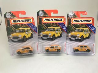 3 - Matchbox - Taxi 1964 Austin Mini Coopers - Mbx Service - - On Cards