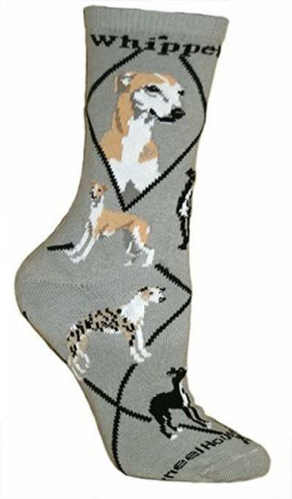 Whippet Dog Breed Gray Lightweight Stretch Cotton Adult Socks