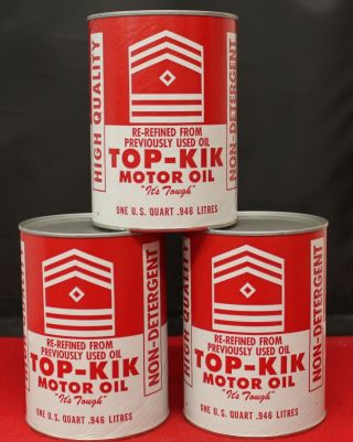 (3) Top - Kik Motor Oil Quart Cans