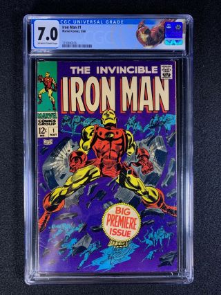 Iron Man 1 Cgc 7.  0 (1968) - Org Of Iron Man Retold - Custom Cgc Label