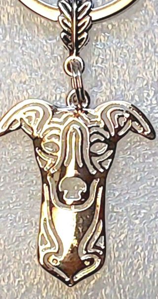Whippet Dog Pup Key Ring Silver Alloy Zipper Pull Purse Charm Jewelry
