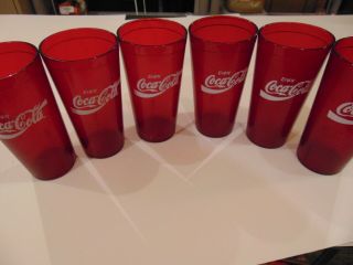 6 Ruby Red Plastic Restaurant Tumblers/cups 6 1/2 " Coca Cola Carlisle Usa 5220