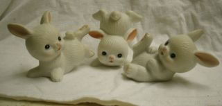 vintage Frisky Rabbits Porcelain Figurine Set Homco hand painted - bunny,  animal 2