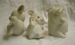 vintage Frisky Rabbits Porcelain Figurine Set Homco hand painted - bunny,  animal 3