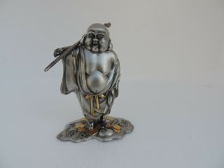 RARE JAPANESE SOLID STERLING SILVER HOTEI GOD OF ABUNDANCE LAUGHTER HAPPINESS 2