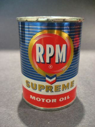 Vintage Advertising Rpm Supreme Chevron Mini Oil Can Coin Bank Petroliana