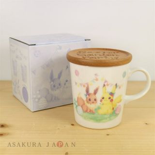 Pokemon Center Easter Garden Party Ceramic Mug With Lid Pikachu Eevee