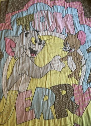 Vintage Tom And Jerry Cartoon Kids Blanket Pre - owned Collectable 2