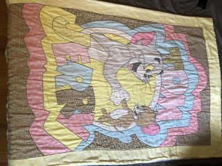 Vintage Tom And Jerry Cartoon Kids Blanket Pre - owned Collectable 3