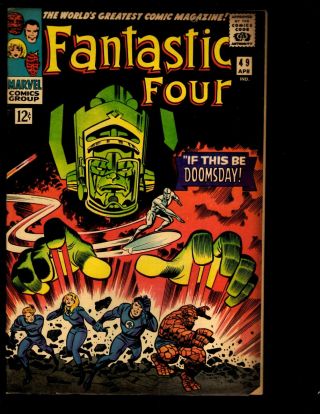 Fantastic Four 49 Fn Marvel Comic Book Silver Surfer Galactus Thing Doom Ne3