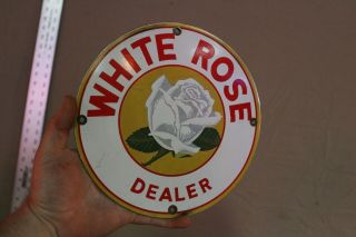 White Rose Gasoline Station Dealer Porcelain Metal Sign Gas Oil Farm 66 Corn