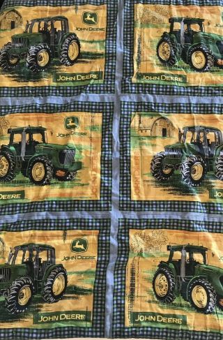 John Deere Tractor Quilted Blanket Throw Vintage