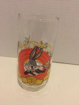 Glass Cup Tumbler Happy Birthday Bugs Bunny Warner Bros 1990 50th Anniversary