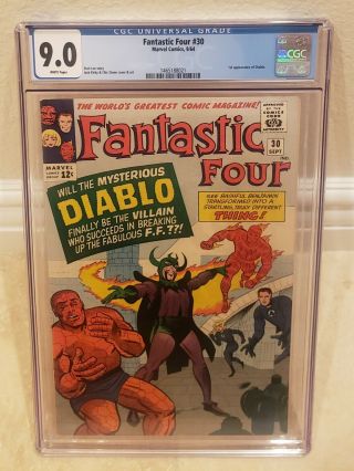 Fantastic Four 30 Cgc 9.  0 White Pages 1st Appearance Of Diablo Stan Lee Story