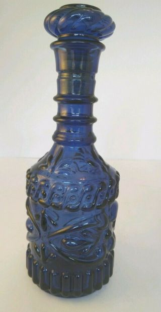 Vintage Barware 1971 Jim Beam Kentucky Derby Cobalt Blue Glass Decanter 11 "