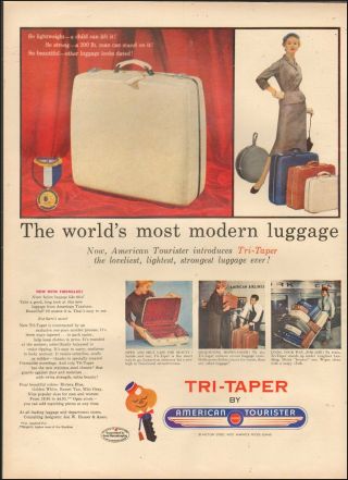 1954 Vintage Ad For Tri - Taper By American Tourister`retro Luggage (082818)