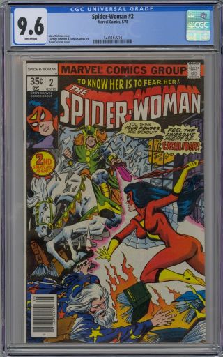 Spider - Woman 2 Cgc 9.  6 Nm,  Wp Vs Excalibur Marvel Comics 1978 Jessica Drew Rare