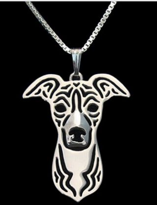 Italian Greyhound Dog Pendant Necklace - Fashion Jewellery Silver Plated