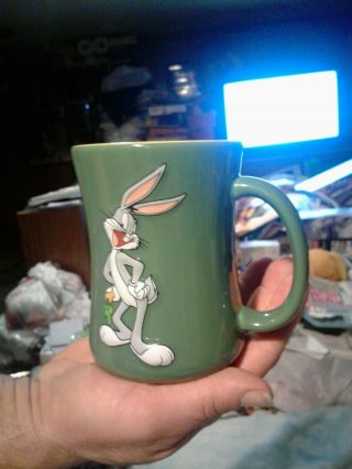 Rare Vintage Bugs Bunny Coffee Mug 3d Bugs Looney Tunes 2005.  Green