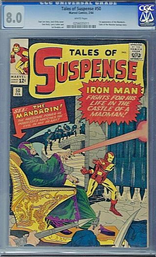 Tales Of Suspense 50 Cgc 8.  0 Marvel 1st Appearance Of The Mandarin 1964