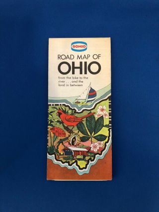 Vintage 1980 Sohio - Road Map If Ohio - Oil Gas Service Station Teavel Road Map