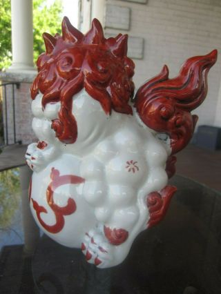 Antique Chinese Foo Dog/Lion Statue porcelain gold eyes - unusual 4