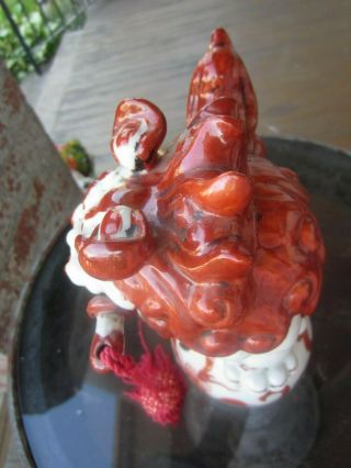 Antique Chinese Foo Dog/Lion Statue porcelain gold eyes - unusual 7