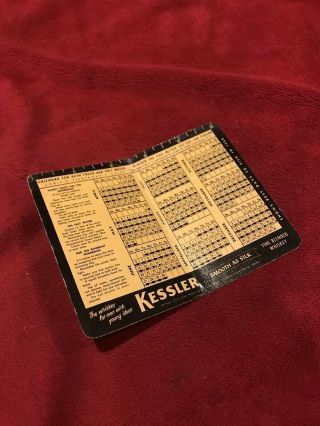 Vintage 1954 Kessler Whiskey Fishing Calendar,  Fresh And Salt Water Guide.