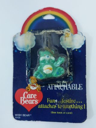 Vintage Care Bears 1 " Wish Attachable Key Chain Clip Mini Figure Zip Pull Charm