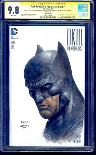 Dkiii 1 Blank Cgc Ss 9.  8 Signed David Finch Sketch Painted By Johnny Desjardins