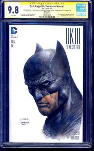 DKIII 1 BLANK CGC SS 9.  8 signed David Finch SKETCH Painted by Johnny Desjardins 2