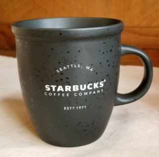 Starbucks Matte Black Coffee Mug Tea Cup 12oz Collector Abbey Laser Etched