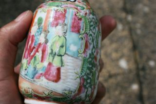 19th C.  Antique Chinese Porcelain Hand Painted Famille Rose Small Vase on Stand 4